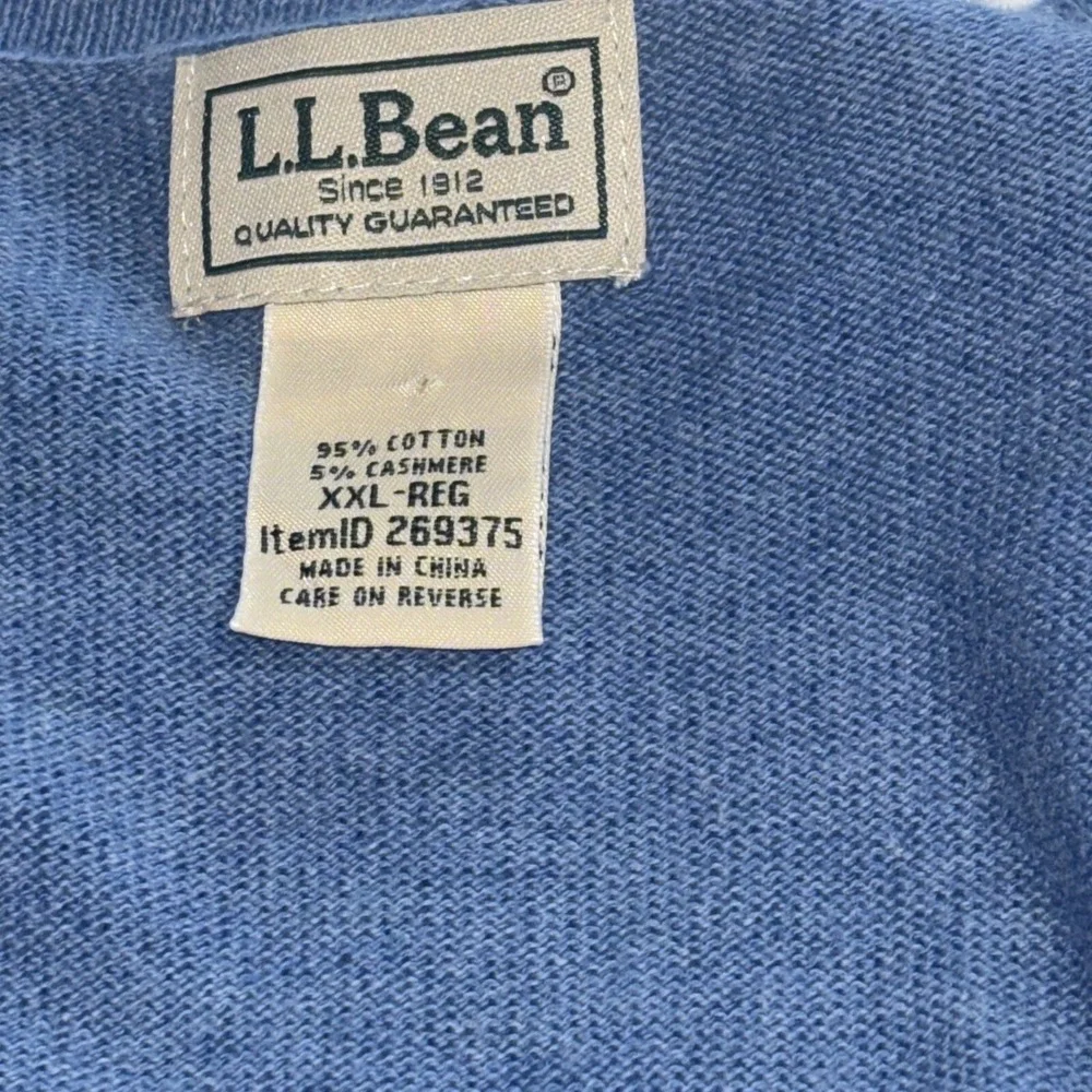 LL‎ Bean Sweater Vest Mens 2XL Blue Cotton Cashmere Blend Preppy Office